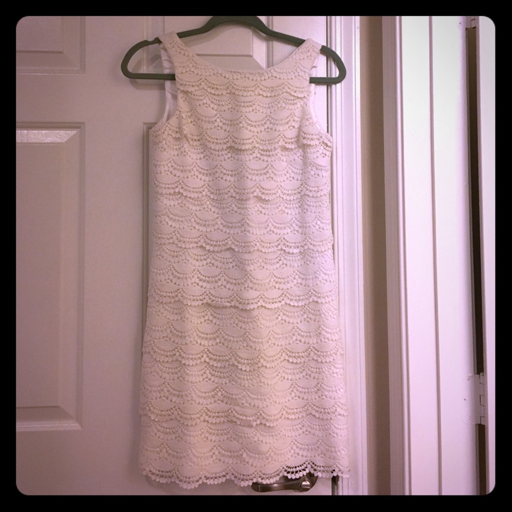 With tags- Sleeveless Tiered Lace Shift Dress